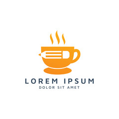 coffee and pencil negative space logo design