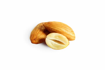 Wall Mural - water soaked almond nut isolated in white background 