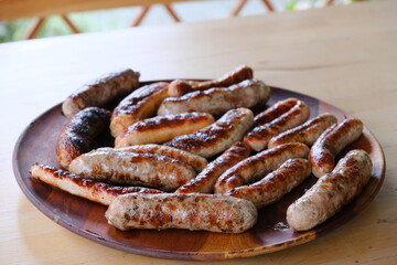 Wall Mural - Sausages grilled