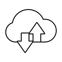 Wall Mural - cloud storage with up and down arrows, line style