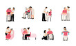 © IMM STUDIO - elderly care, old people care activities cartoon flat faceless design