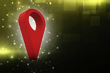 Fototapete - 3d rendering Red map pointer
