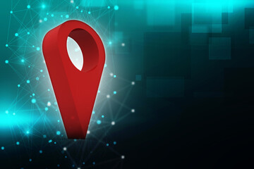 Poster - 3d rendering Red map pointer