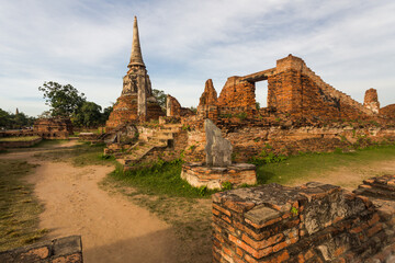 Ruins of Wat Phra Si Sanphet. This temple was the holiest one in the ancient capitol of Kingdom in Ayutthaya, Thailand