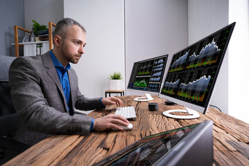 Poster - Analyst Broker Or Trader Working With Financial Data