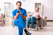 © Elnur - Old man in wheel-chair and young bad caregiver indoors