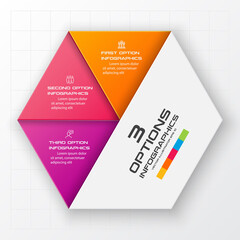 Poster - Hexagon infographics template with 3 options in white color background