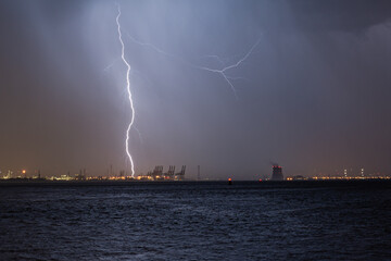 lightning strike in an industrial area north of antwerp, belgium