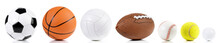 Various Balls Isolated On White Background - Ball Sport Panorama