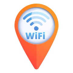 Poster - Free wifi zone map pin icon. Cartoon of free wifi zone map pin vector icon for web design isolated on white background