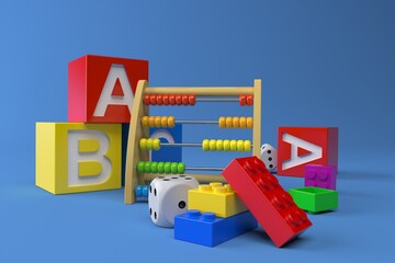 Poster - Wooden abacus with toy blocks