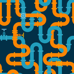 Wall Mural - Intertwining pipelines vector seamless pattern in flat style.