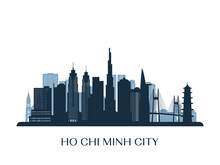 Ho Chi Minh City Skyline, Monochrome Silhouette. Vector Illustration.
