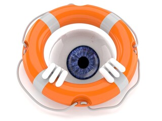 Canvas Print - Eye ball character inside life buoy