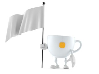 Poster - Tea cup character holding blank flag