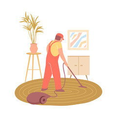 Wall Mural - Carpet Hoovering Illustration