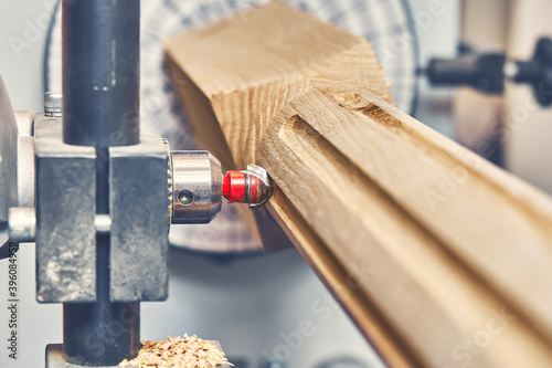 Fotomural Turning wooden stair balusters