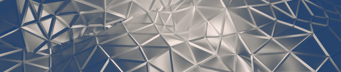 Poster - abstract blue and grey triangular background with geometrical wire frame suitable for web banner or canvas, with empty space for text.