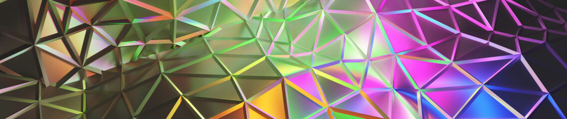 Poster - abstract colorful triangular background with geometrical wire frame suitable for web banner or canvas, with empty space for text.