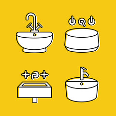  Sink icons set. Plumbing vector line icons.