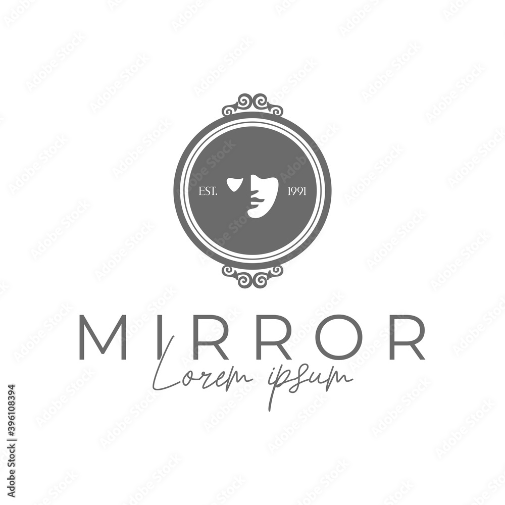 Mirror logo template. Luxury beauty salon logo. Hair or beauty studio