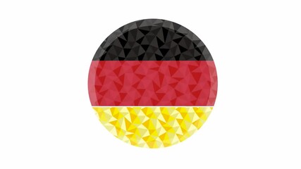 Wall Mural - Round badge or button Germany low poly flag with lightening on the edge animated video