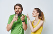 © SHOTPRIME STUDIO - cheerful young couple t-shirts communication skin care