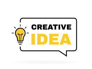 Poster - Creative Idea geometric message bubble with light bulb emblem. Banner design for business and advertising. Vector illustration