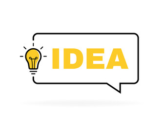 Poster - Idea geometric message bubble with light bulb emblem. Banner design for business and advertising. Vector illustration