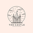 Castle Line Art Vector Illustration Logo Design, Castle Monoline Template Design