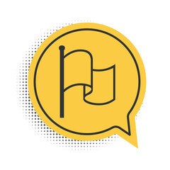 Poster - Black Flag icon isolated on white background. Yellow speech bubble symbol. Vector.