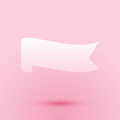 Poster - Paper cut Banner ribbon icon isolated on pink background. Paper art style. Vector.