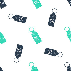 Poster - Green Discount percent tag icon isolated seamless pattern on white background. Shopping tag sign. Special offer sign. Discount coupons symbol. Vector.