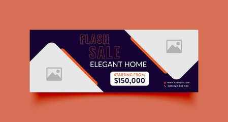 Wall Mural - flash sale business facebook cover page timeline web ad banner template with photo place modern layo
