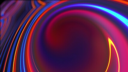 Poster - Spiral wavy texture with neon lighting, computer generated. 3D rendering of color plasma backdrop
