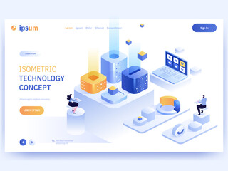 Vector landing page of Isometric Technology concept