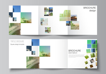 Wall Mural - vector layout of square format covers design templates for trifold brochure, flyer, cover design, bo