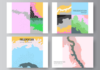 Poster - Vector layout of the presentation slides design templates, multipurpose template for presentation brochure, brochure cover. Japanese pattern template. Landscape background decoration in Asian style.
