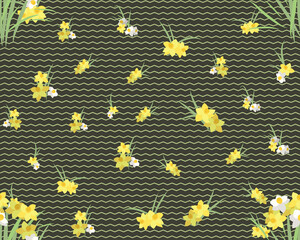 Wall Mural - Floral narcissus retro vintage background