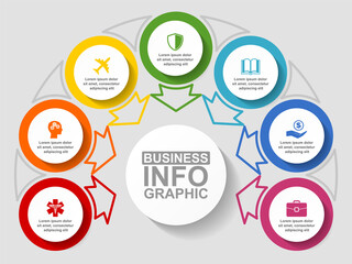 Poster - Flat design business diagram vector  template with 7 options