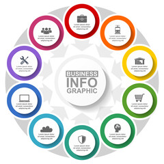 Poster - Flat design business diagram vector  template with 10 options