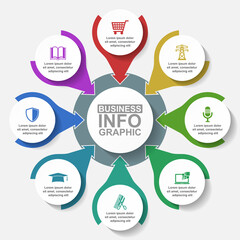 Leinwandbilder - Flat design business diagram vector  template with 8 options
