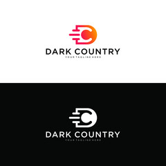 Aufkleber - dc initial letter tecnology logo. d and c vector template design.on a black and white background.