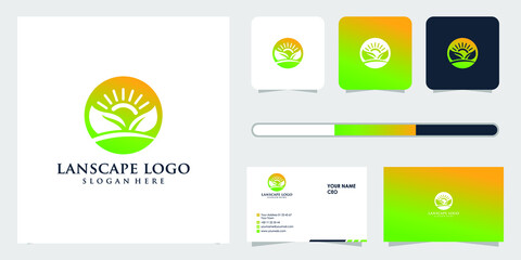 Wall Mural - lanscape logo design and business card template