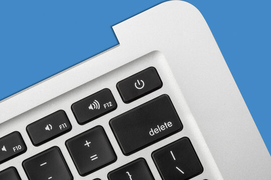 new silver color keyboard of the laptop close up