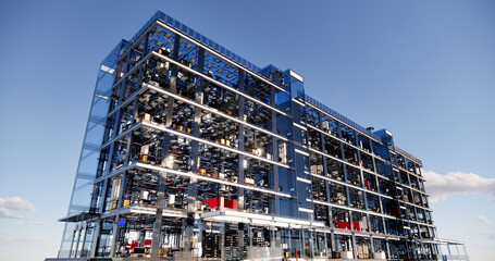Fototapete - Conceptual visualization of the BIM model utilities of the building