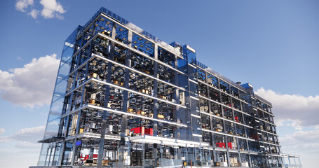 Fototapete - Conceptual visualization of the BIM model utilities of the building