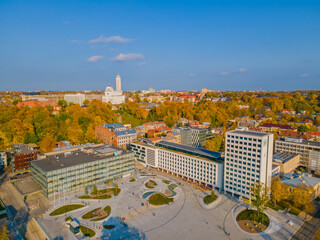 Canvas Print - Aerial view of freshly reconstructed Unity Square in Kaunas