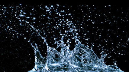 Wall Mural - Water splash isolated on black background, freeze motion