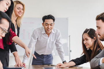 Business people brainstorming ideas for solving problems in company meeting rooms, the company staff meeting.